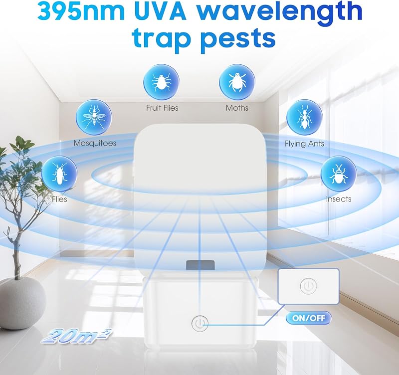 Tiptop Home Elektromos Rovarcsapda - 2 db UV Fénycsapda Ragadós Lappal - Szúnyog, Muslica, Légy és Molyirtó - Otthoni Használatra