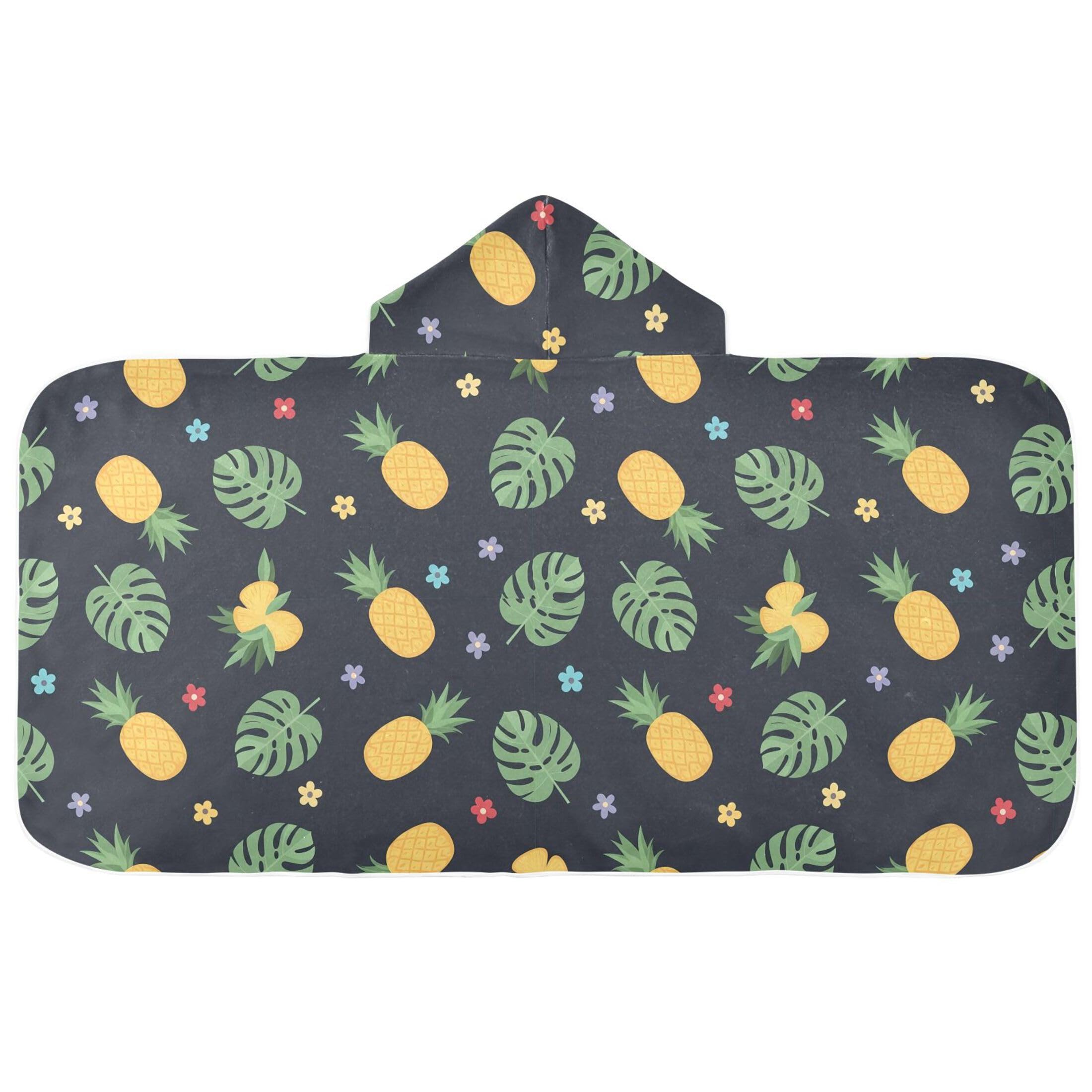 Fuauuyl Pineapples Monstera Leaves Hooded Baby Bath Towel Soft & Breathable Towel for Newborns Infants Toddlers, Nursery Essential