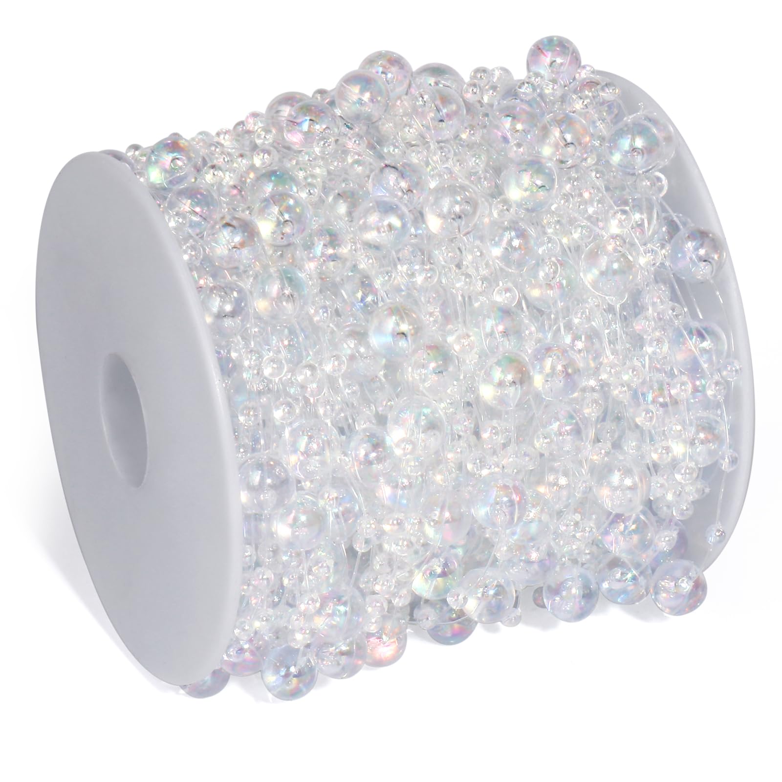 196FT 8mm 3mm Iridescent Faux Pearl Beads String Garland Bulk for DIY Craft
