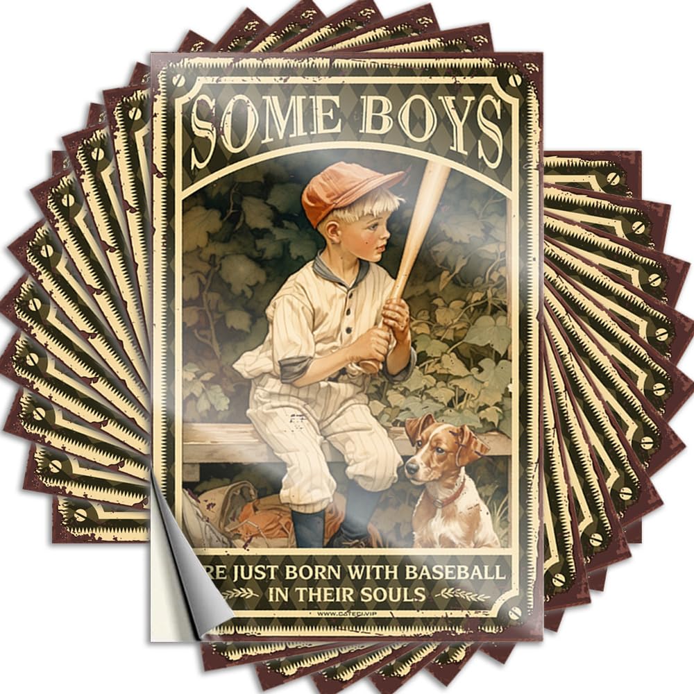 Decal - Vintage Hat Some Boys are Just Born with Baseball in Their Souls for Surfing Beauty Room Decor(6X9CM)