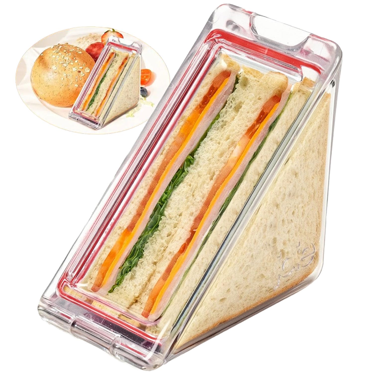 JYEVERC Triangle Sandwich Container - Reusable Portable Box, BPA-Free, Leak Proof Storage for Lunch