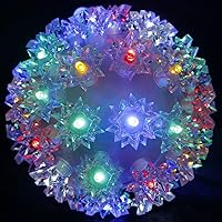 Vista 22 de Esfera iluminada de Navidad de 5.5 pulgadas para colgar al aire libre, esfera de 50 LED, esfera de luz de estrella roja para árbol, porche, cenador