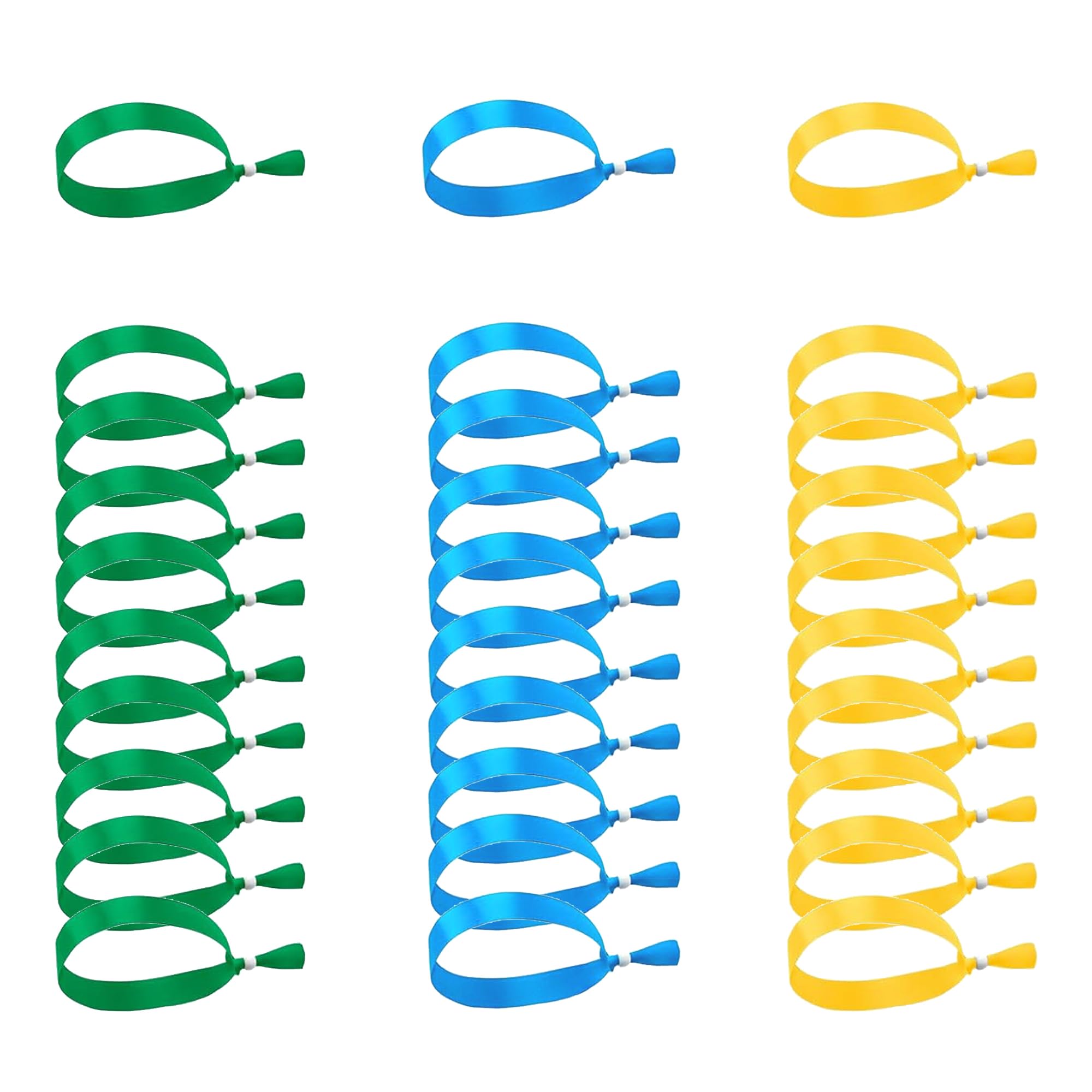 XCSJ Pack of 30 3 Colours Fabric Bracelets, Adjustable Fabric Inlet Bands, Event Bracelets with Plastic Clasps, Entrance Wristbands for Events, Parties, Concerts