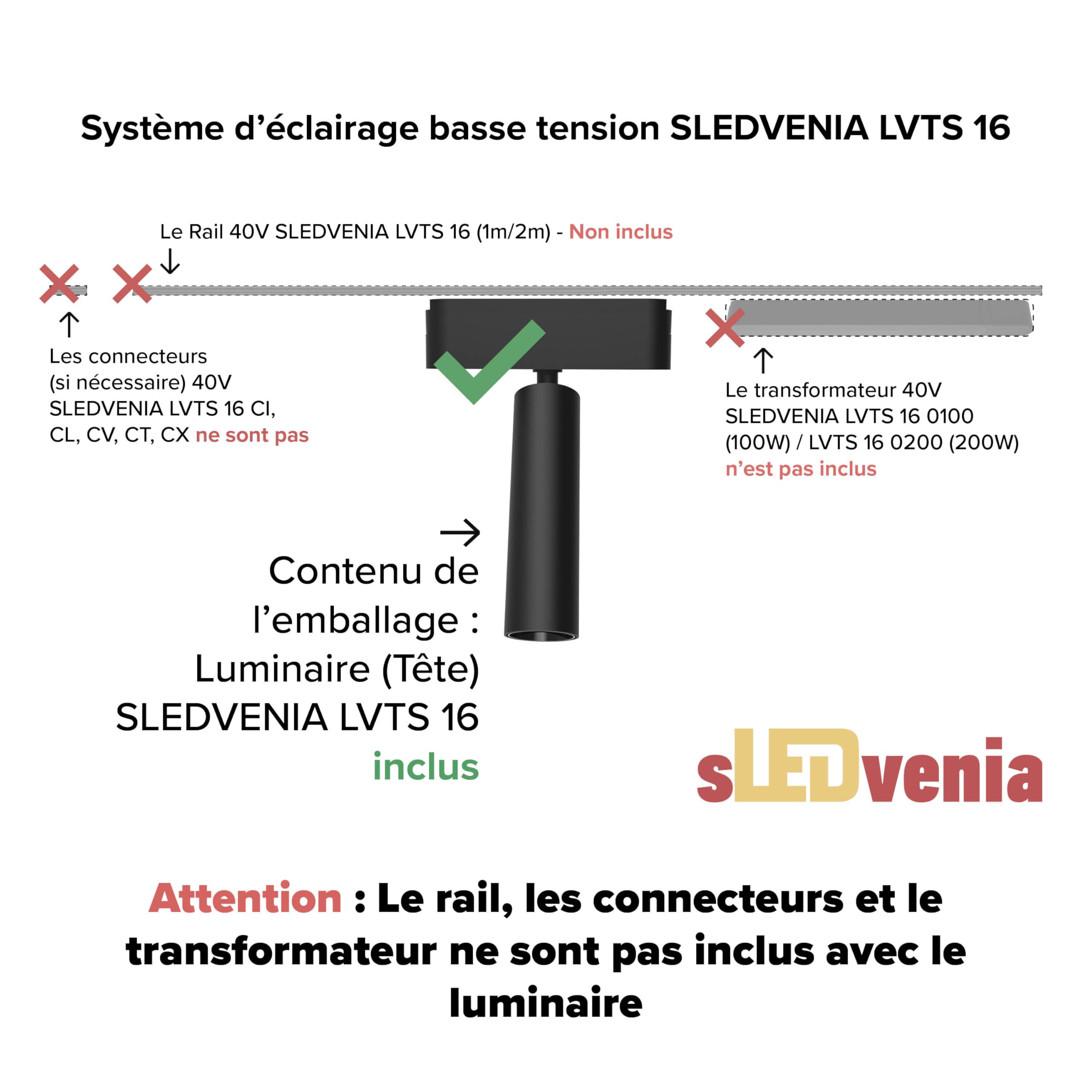 Spot LED décoratif Compact Focus 14W 3000K 24 degrés pour système de rails 40V LVTS 16