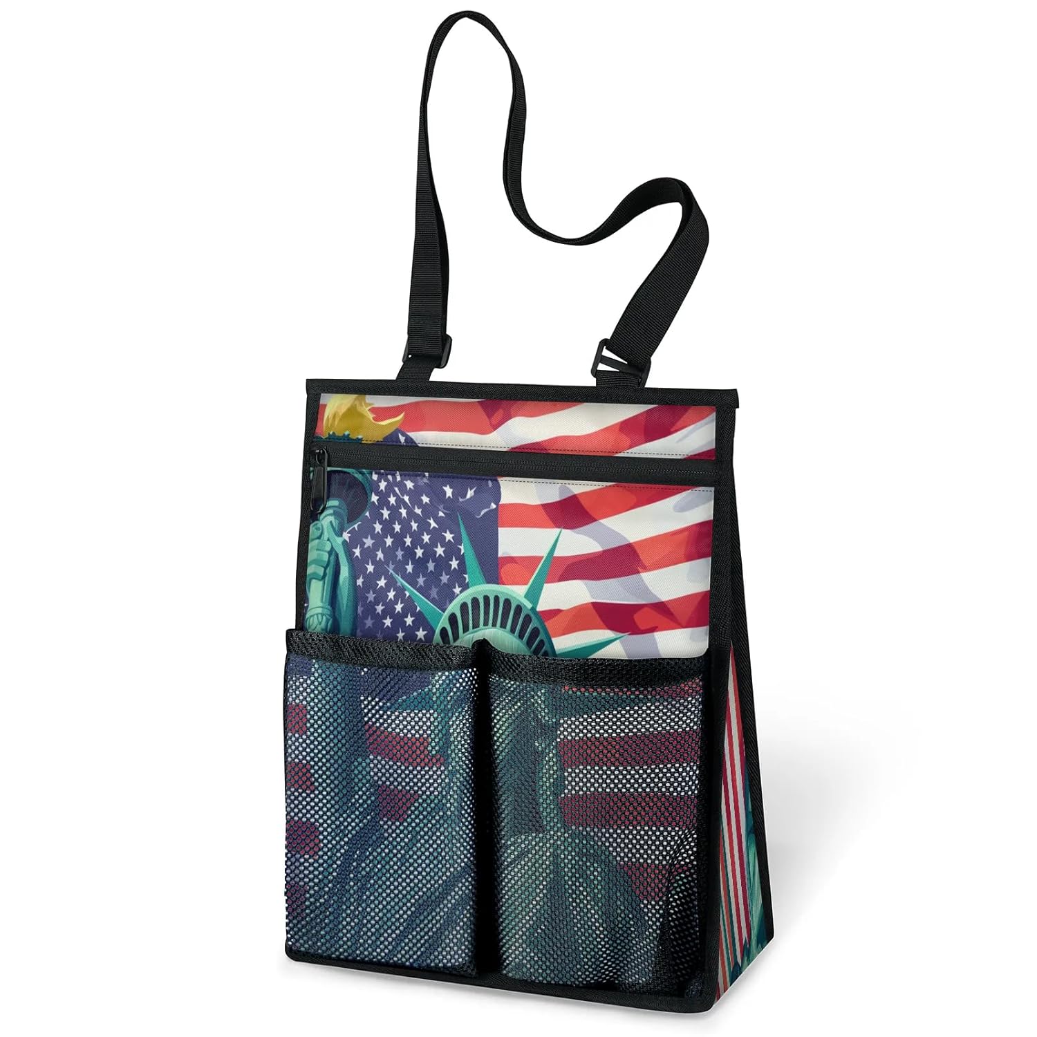 Ourtheme Statue Of Liberty Usa Flag Portable Shower Bag for Travel Gym Camp Beach Tote Shower Caddy Bags