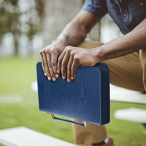 Miniatura 7 de DEHITE Funda para la Biblia para mujeres y hombres, bolsa de transporte de cuero para la Biblia, tamaño grande, se adapta a libros de 7 x 10.1 x 1.9