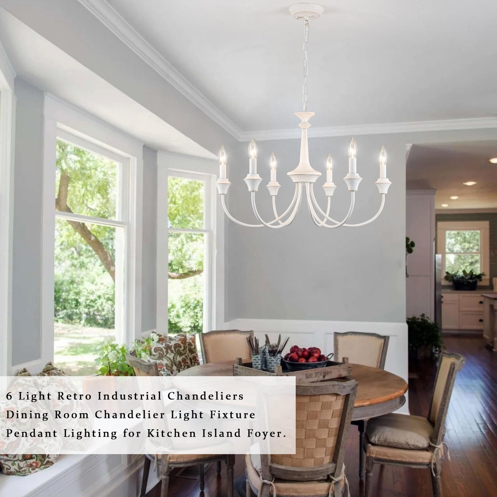 OSAIRUOS French Country Candle-Style Chandelier, Handmade White - View #12