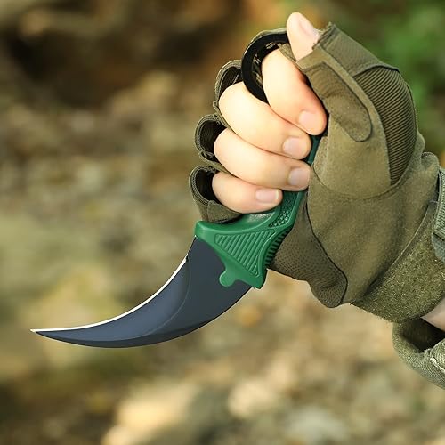 Miniatura 4 de Dispatch Karambit - Cuchillo táctico de hoja fija para acampar, cuchillo de caza al aire libre, cuchillos de tienda con funda y cable, adecuado para