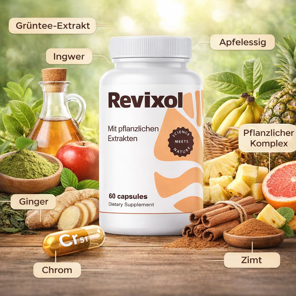 Revixol Nahrungsergänzungsmittel – 60 Kapseln – mit Grüntee-Extrakt, Apfelessig, Ingwer, Zimt, Chrom und pflanzlichen Extrakten (3)