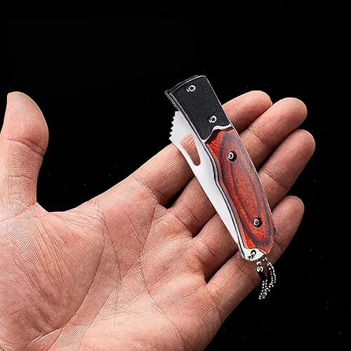 Miniatura 4 de Cuchillo plegable de bolsillo con hoja de acero inoxidable de 2.2 pulgadas y mango de madera con cola de cuchillo, mini cuchillo pequeño (punta de