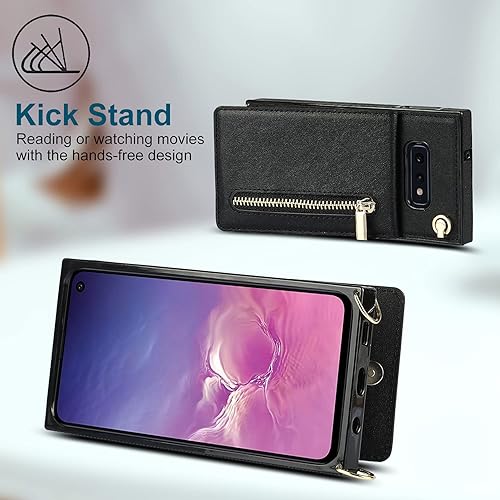 Miniatura 5 de Funda para teléfono Samsung Galaxy S10e con correa cruzada, tarjetero de cuero, con cordón, ranuras de crédito, cierre magnético, accesorios para
