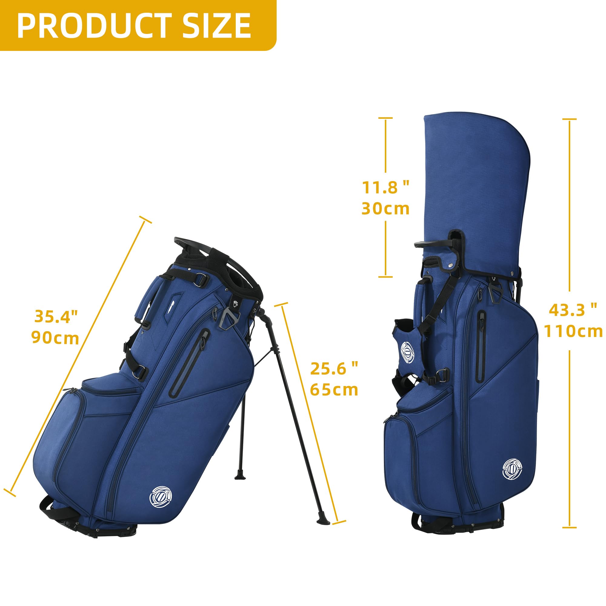 Shopsource Borsa da golf a 14 vie, leggera con supporto, per uomini e donne, con doppia cinghia ergonomica imbottita, divisori a tutta lunghezza, tasche multiple, cappuccio antipioggia