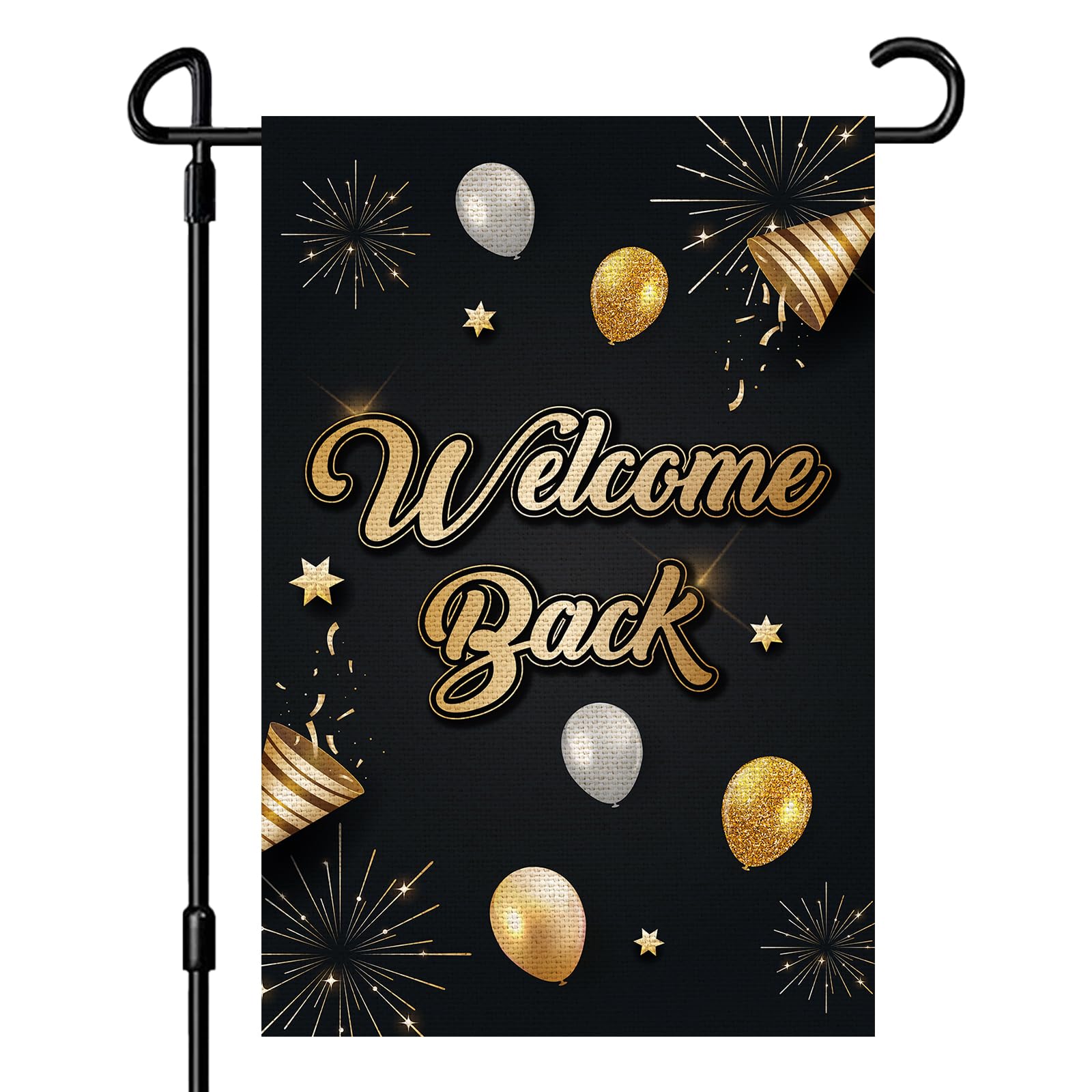 INNORU Welcome Back Garden Flag, Homecoing Returning Party Yard Sign, Back Home, Retirement Party Yard Lawn Sign Decor, Burlap Double Sided