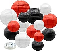 Vista 10 de 15 linternas de papel negras y doradas, redondas, colgantes, chinas, de 4, 6, 8, 10, 12 pulgadas, para despedida de soltera, compromiso, boda, bebé