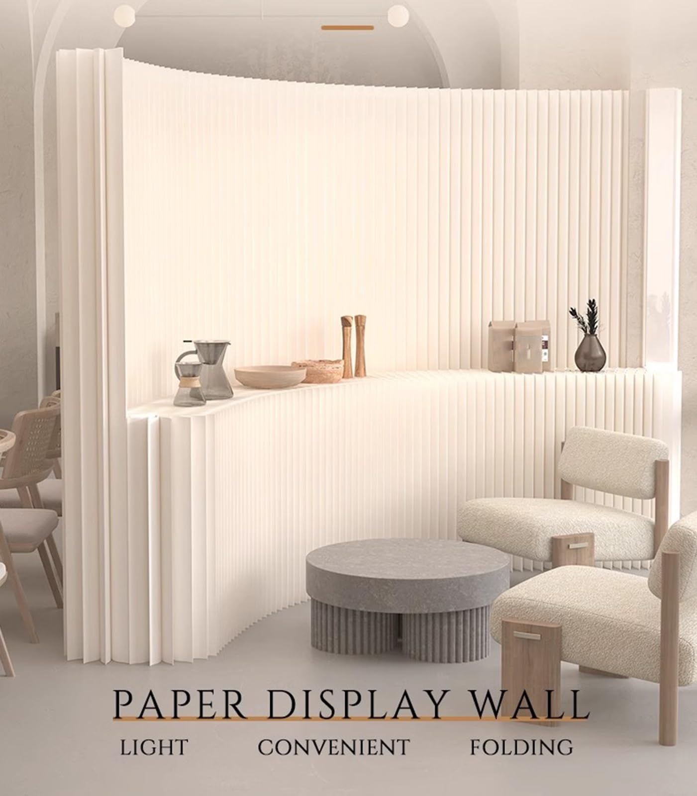 Biombo Separador Paneles De Papel Retráctiles Para Separar Ambientes, Mamparas Plegables Con Estantes, Separador De Ambientes Independiente Para Casa, Oficina, Estudio, Tienda De Ropa.(1.8x2m/5.9x6.56