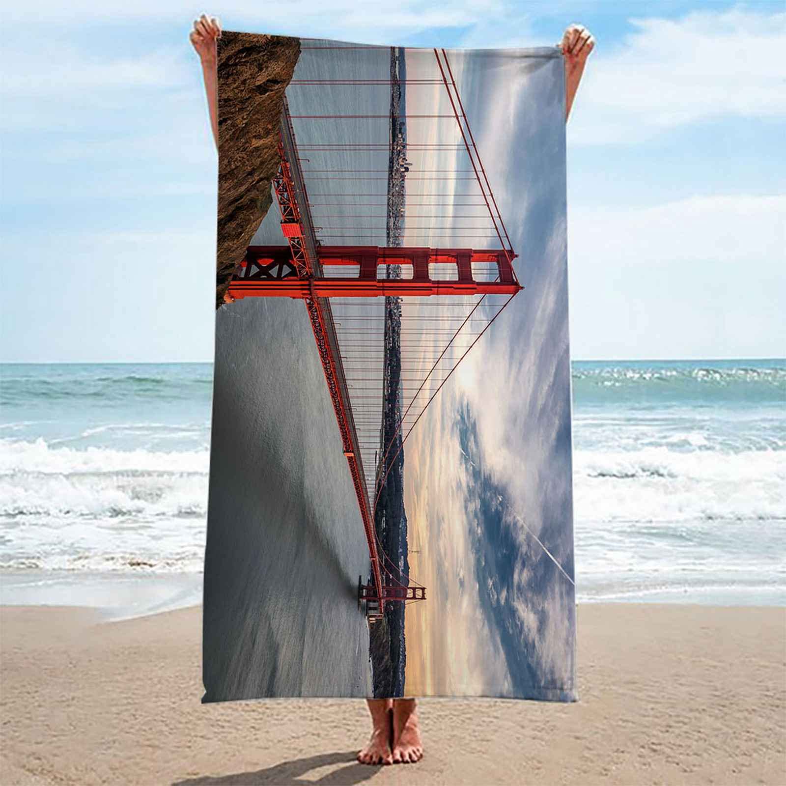 Telo Da Mare 3D Paesaggio Del Ponte Rosso Stampato Asciugamano Da Spiaggia 150x200cm Asciugamano Microfibra Grande Antisabbia Leggero Telo Mare Per Sport Piscina Viaggi In Famiglia Vacanze