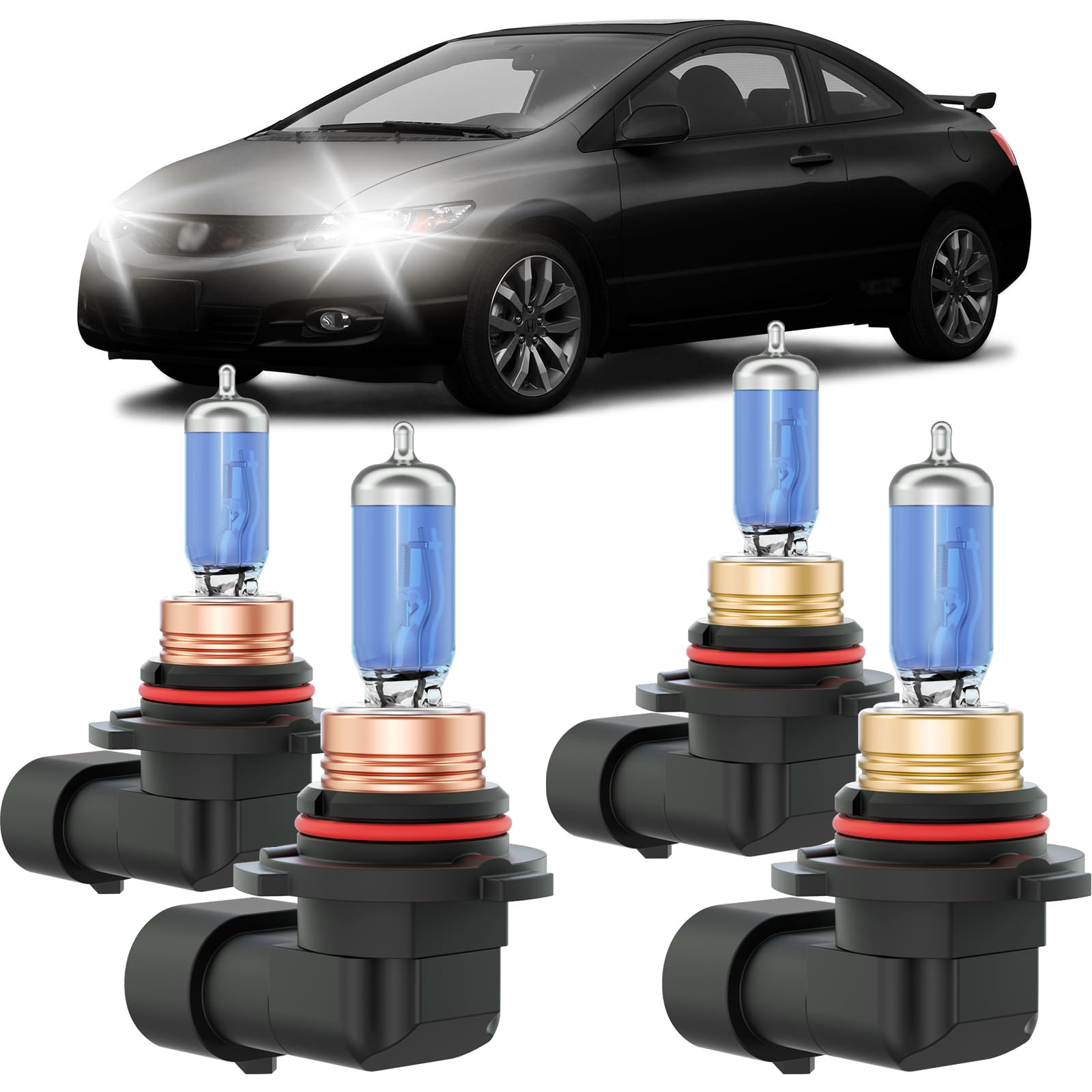 XFLHEHD Fits for 2006-2015 Honda Civic Halogen Headlight Bulbs Combo