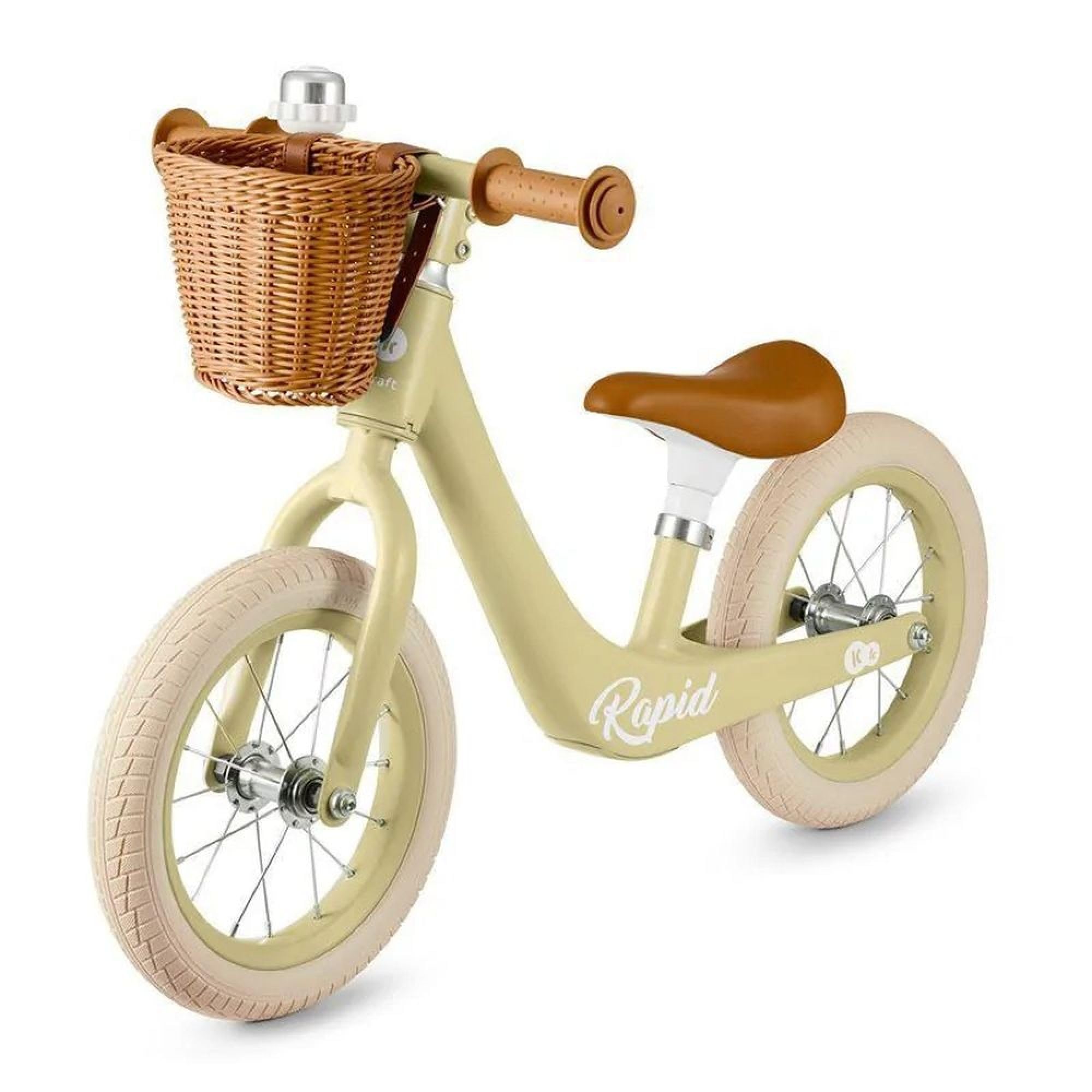 Kinderkraft RAPID 2, Balance bike, retro magnesium frame, 12 inch wheels with bearings, adjustable seat, basket, lightweight 3.7 kg, for toddlers, boys and girls from 2 years, Green — image 1