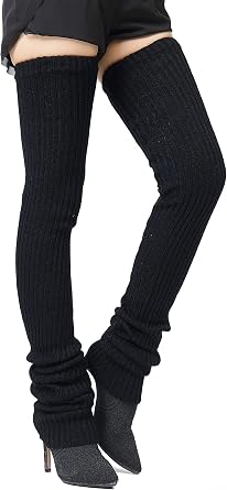Henwarry 27 or 34 Inch Length Leg Warmers Knit Over the Knee Extra Long Winter Soft Thick Thigh High Footless Socks for Women