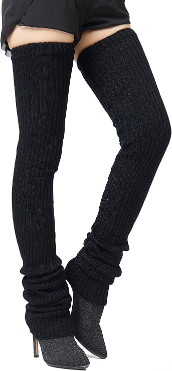 Henwarry 27 or 34 Inch Length Leg Warmers Knit Over the Knee Extra Long Winter Soft Thick Thigh High Footless Socks for Women