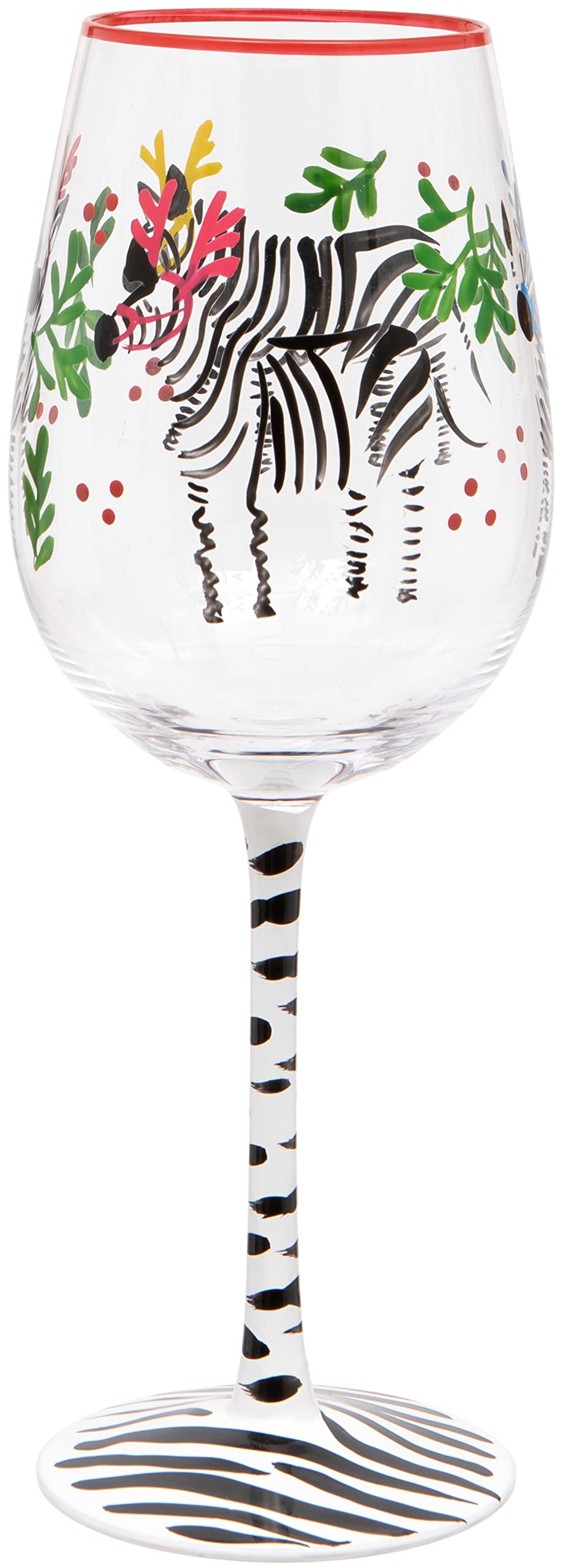 Maturi Hand Painted Zebra Wine Glass, 400ml, Gift Boxed