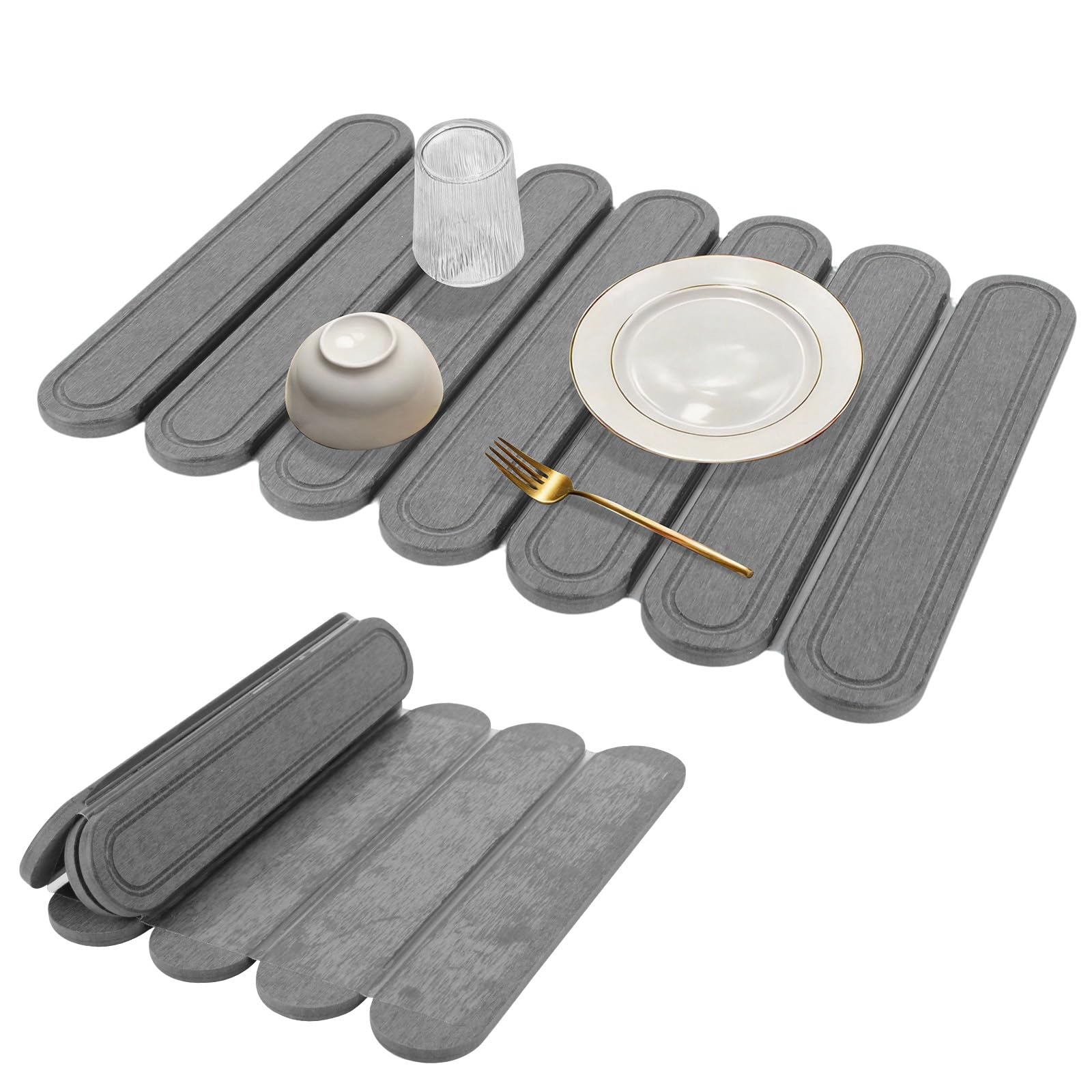 Stone Drying Mat for Kitchen Counter 30x40cm Foldable Stone Dish Drying Mat Non-Slip Stone Drying Pad Reusable Dish Drainer Mat Diatomite Drying Stone Mat for Sink Dish Rack Marble Worktop Black