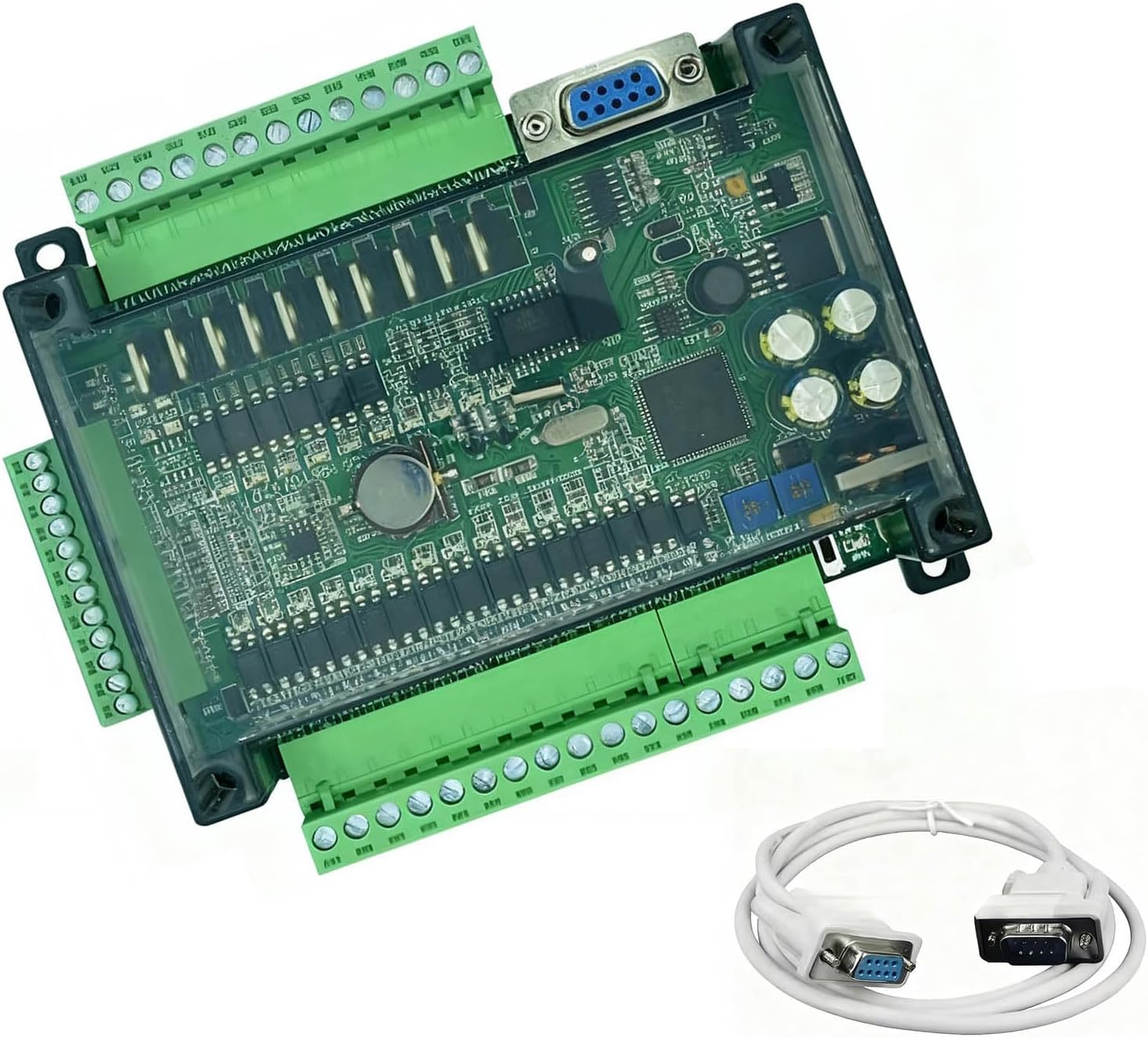Programmable Logics Controller PLCs Board FX3U 24MT with Cable 14 Input 10 Transistors Output Ladders Logics Programming for Industrial Automation Industrial PLC for Printing Metallurgys Applications