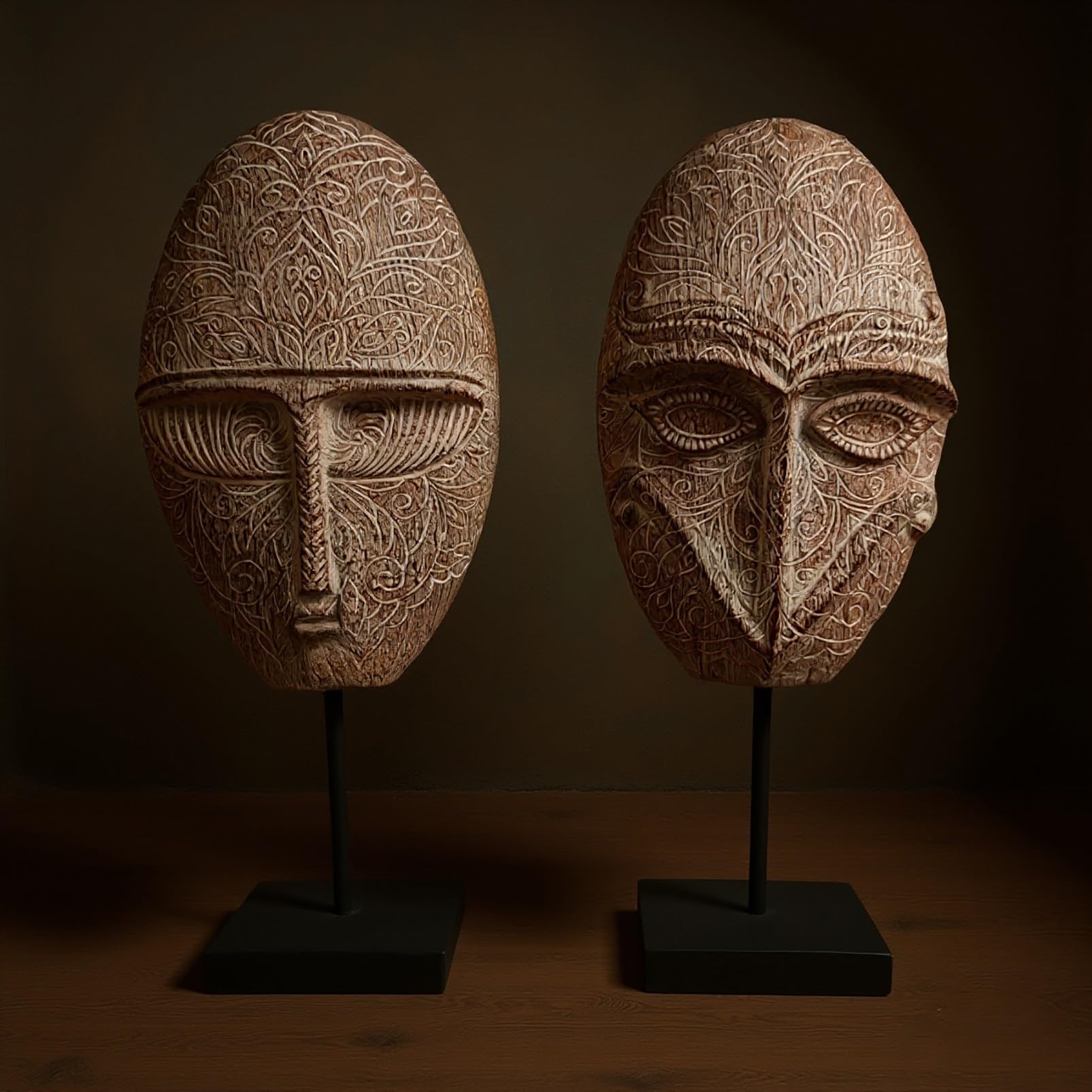 Scultura Astratta A Forma Di Maschera Facciale Su Piedistallo, Statua Artistica Con Ritratto Umano Materico Per L'arredamento Di Casa, Statuetta Moderna Da Esposizione Per Consolle(B)