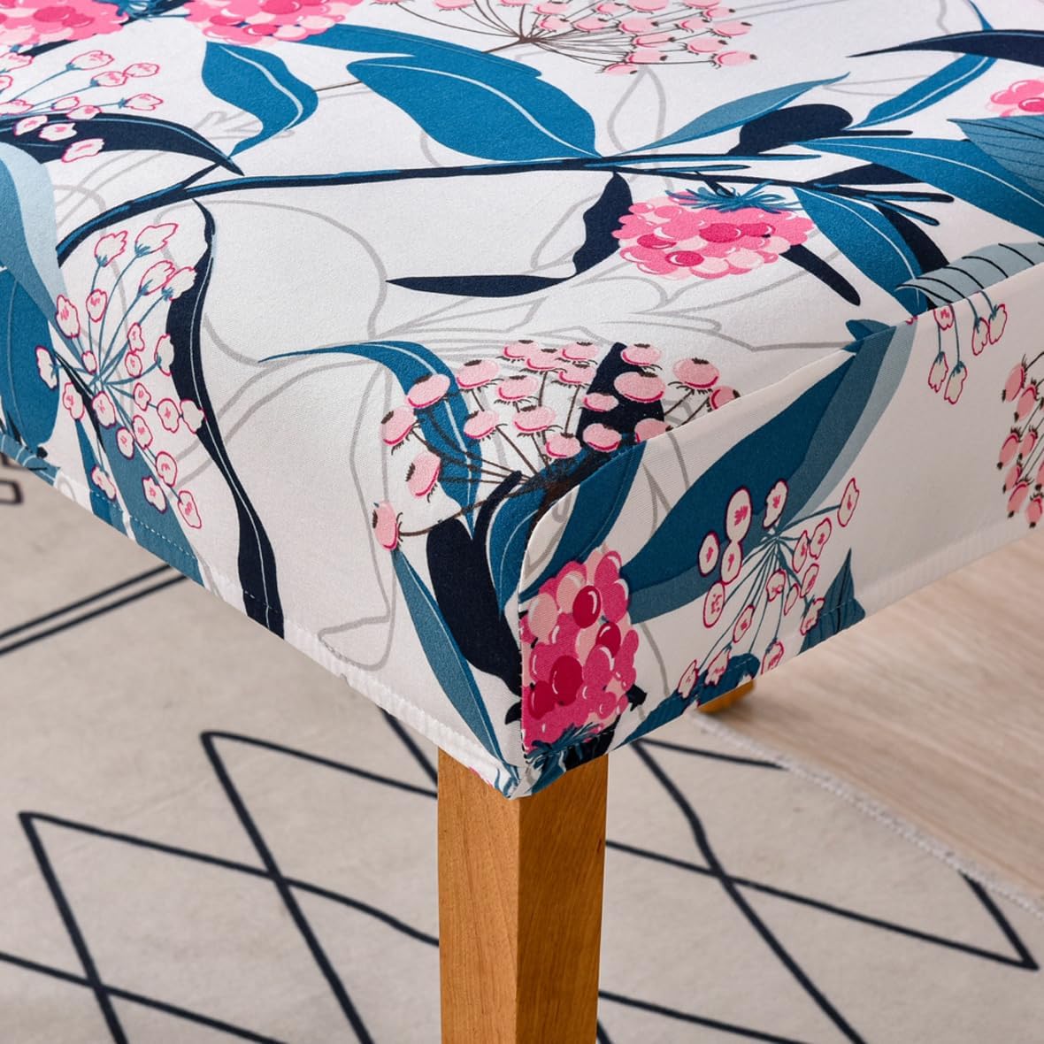 Dining Chair Covers 4 6 Pack Super Fit Stretch Short Dining Room Chair Covers, Washable Spandex Kitchen Parsons Chair Slipcovers Banquet Chair Seat Protector Slipcover (Printed-05, 6)
