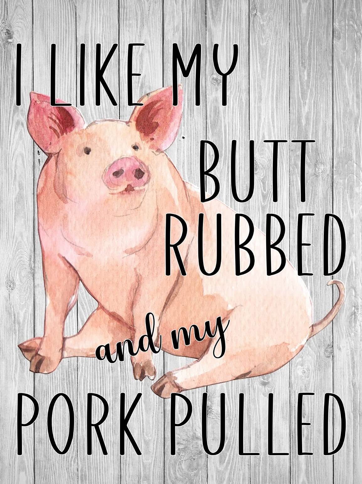 Eeypy Pig BBQ Pig Wall Art I Like My Rubbed and My Pork Pulled Funny BBQ Pig Wall Art Retro Tin Sign Metal Plate