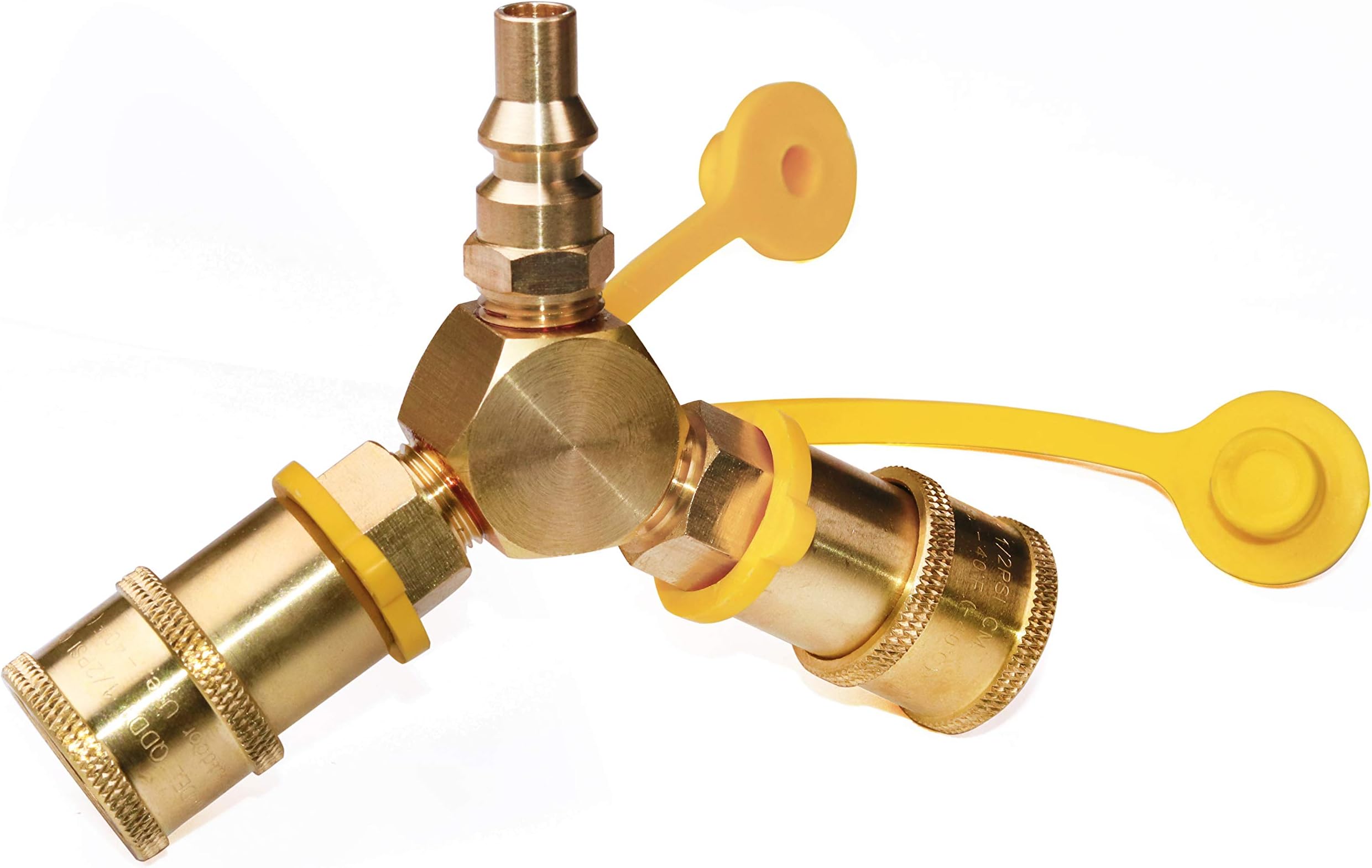 DOZYANT 1/4'' RV Propane Quick Connect Y Splitter Adapter for RV Trailer and Quick Connect Propane Hose Connect to Motorhome Tabletop Grill, 2 Way LP Gas Adapter 1/4" Quick Connect or Disconnect Kit