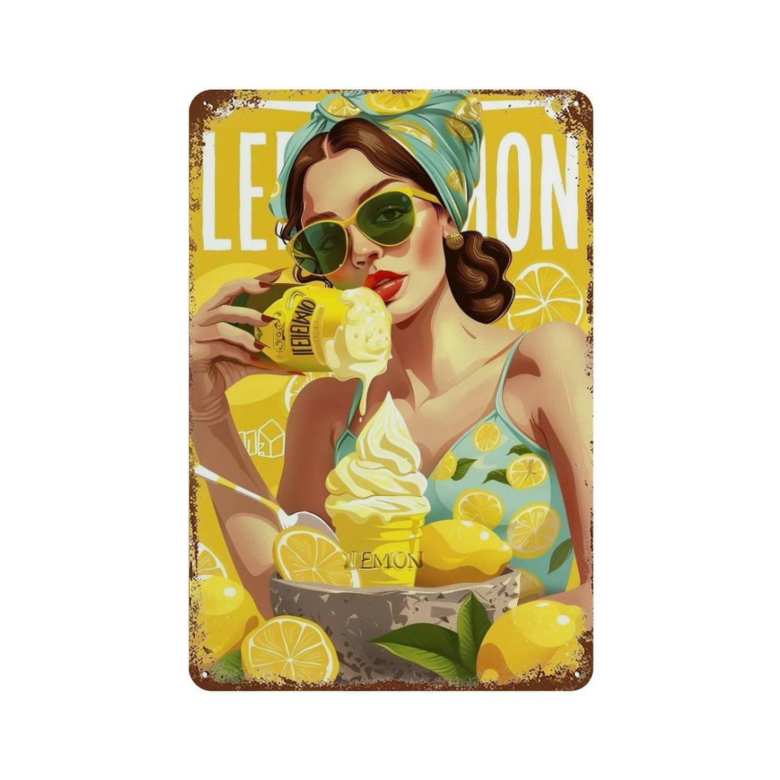 YHGERTKU Lemon Gelato Poster 01 Wall Retro Iron Vintage Art Metal Tin Sign Poster Modern Decor for Living Rooms 30x20cm
