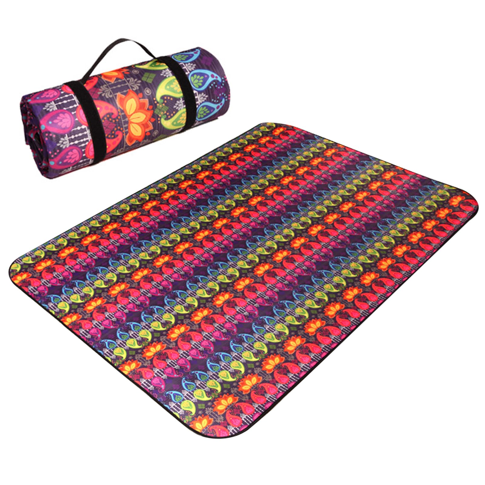 EUPXRHY Extra Larger Picnic Blanket, Picnic Blankets with waterproof backing, Portable Picnic Mat with Carry Strap for Camping, Park, Garden, Beach, Outdoor, Machine Washable,C,200X150cm