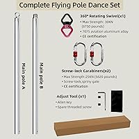 Vista 3 de Flying Pole - Polo de baile aéreo de 6.6 ft, poste volador para el hogar, poste de baile portátil de plata, ideal para dormitorio, estudio de baile