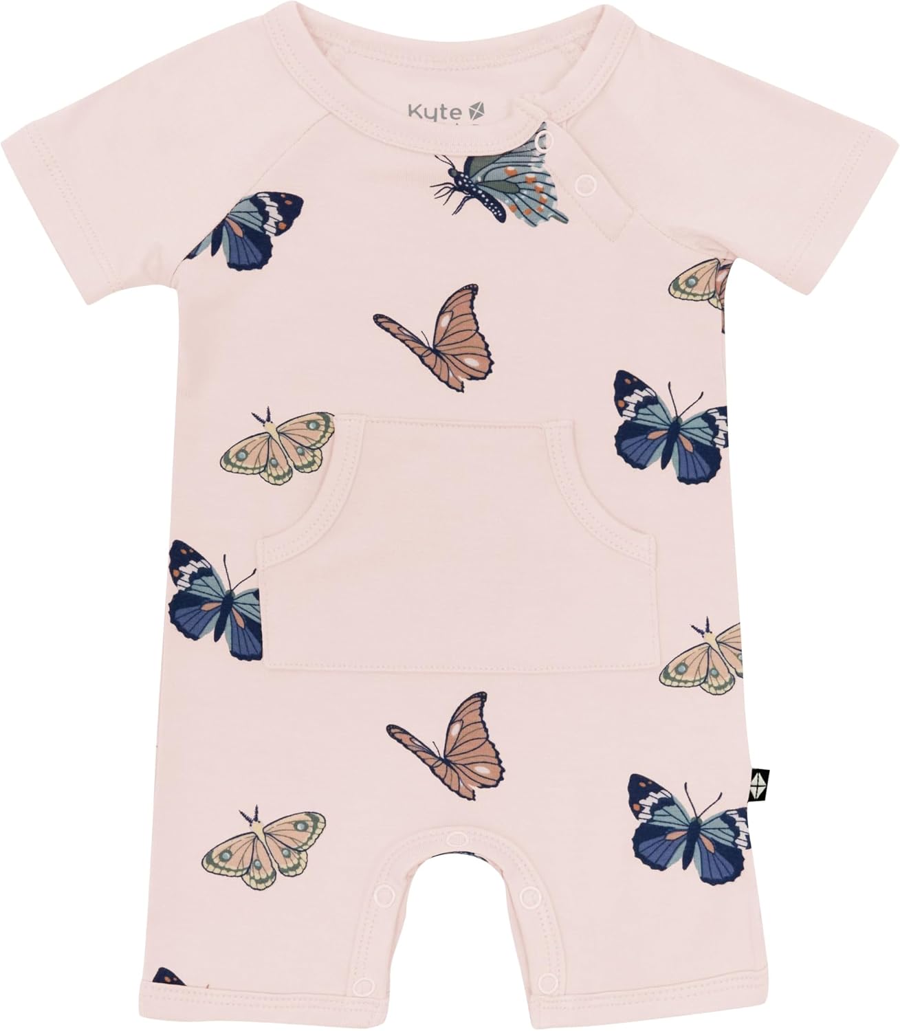 KYTE BABY Infant Shortall Romper, One-Piece Short Sleeve Outfit, Snap Closure, Ultra Soft Rayon Made From Bamboo