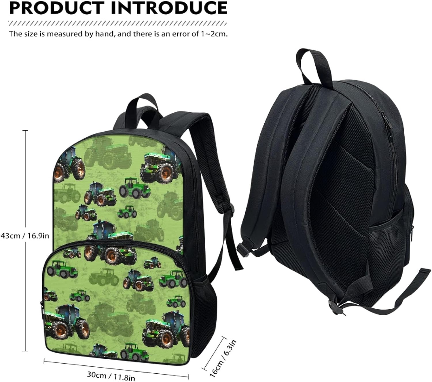 Kids Backpack for Boys Girls Cartoon Farm Truck Tractor Print Elementary Students Bookbag Middle School Bag Lightweight Waterproof Children Travel Bag Backpacks Laptop Bag,17 Inch