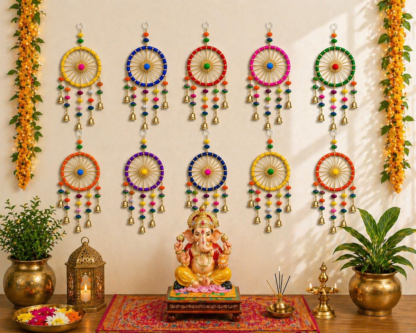 Bindian Pom Pom Chakri - Festive Wall Decor -1 Bindian Pom Pom Chakri - Festive Wall Decor -1