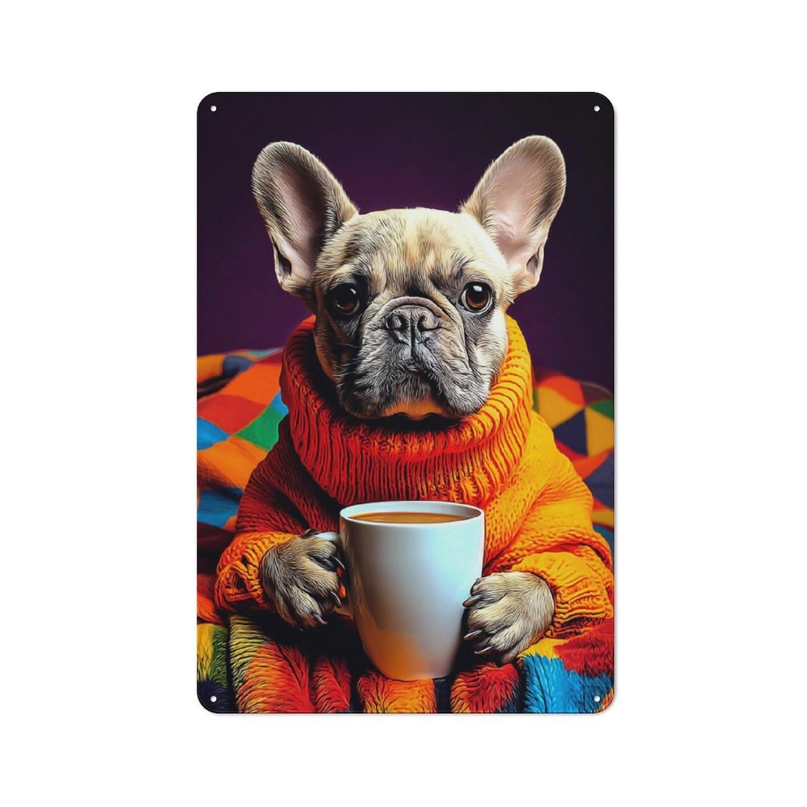 Junmoney Cozy Pup With Hot Beverage Rustic Metal Wall Sign 30X20cm For Kitchen Or Home Bar, For Garage, Workshop And Man Cave Decoration