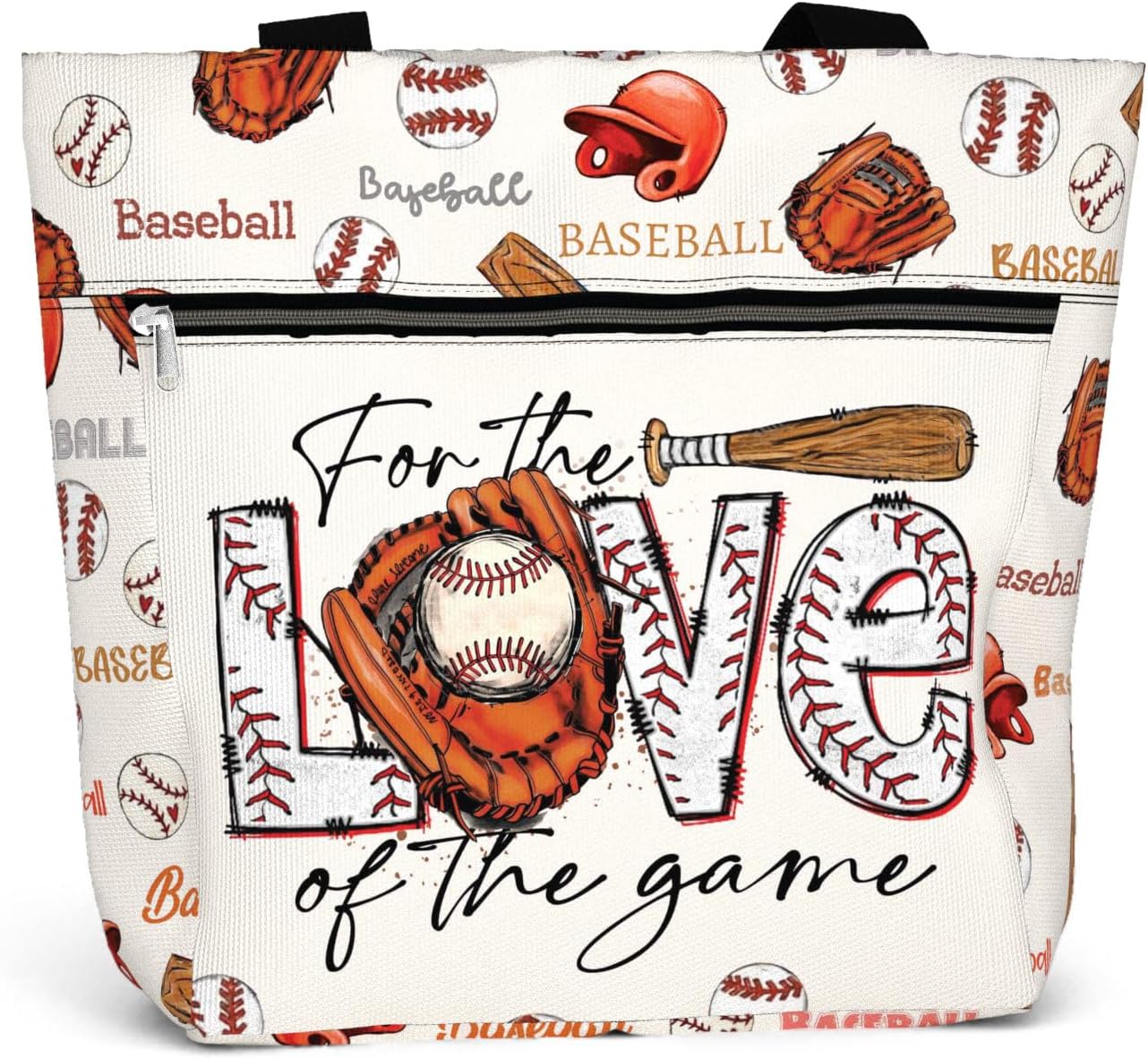 84hoods Waterproof Tote Bag with Pockets and Zipper for Work. Gift for Baseball Players and Lovers. Shoulder Bag for Women.