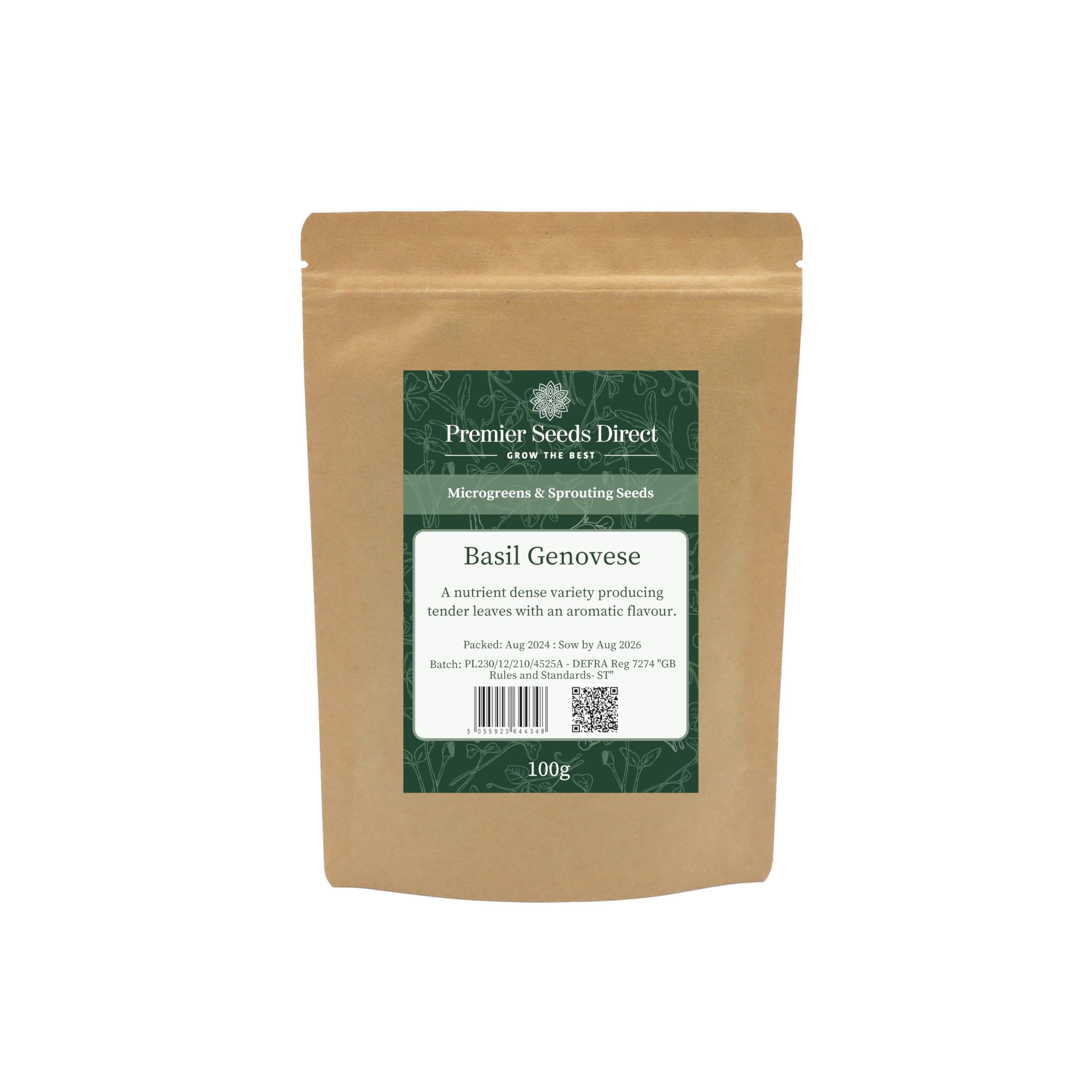 PREMIER SEEDS DIRECT - MICROGREEN Seeds - Basil GENOVESE (100 Grams)