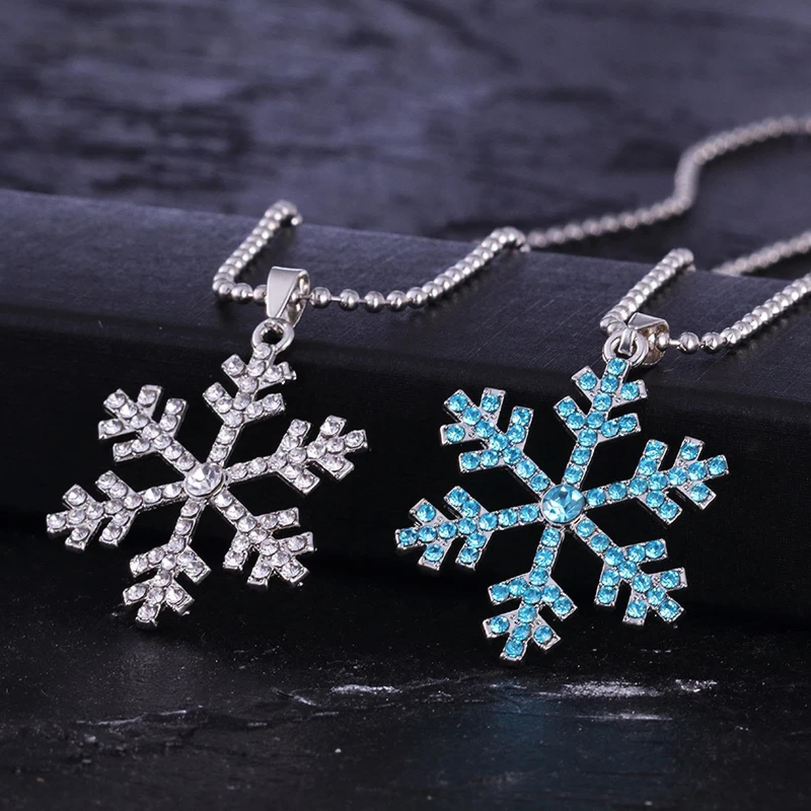 Collar Colgante Cadena Hombre Mujer Joyas Necklace Collar Bule con Encanto De Copo De Nieve Colgante De Flor De Nieve Amigos Regalos Joyería