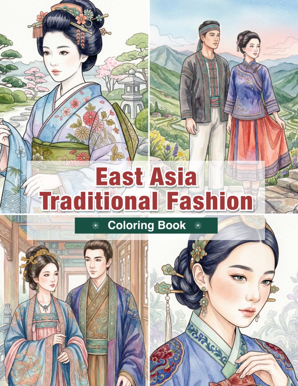 East Asia Traditional Fashion Coloring Book for Adults: Traditional Clothing from Japan, China, Korea, Mongolia, and Taiwan | Historic Dress and Cultural Heritage (World Traditional Fashion)