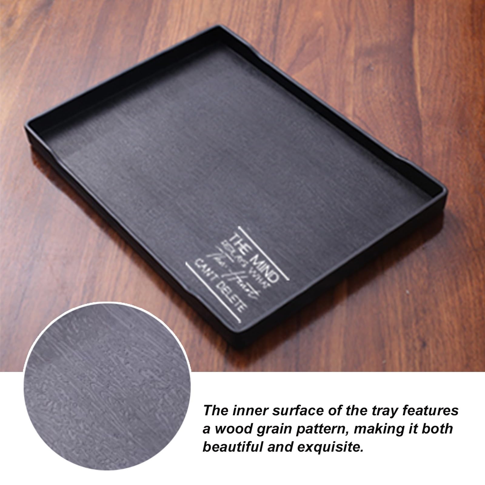 Juego de 3 Bandejas Decorativas, Bandejas Plastico, Ideales para Postres, Macetas, Fabricadas en Plástico Resistente y Duradero(Black,27x38x2.3CM/11x15x0.9IN)