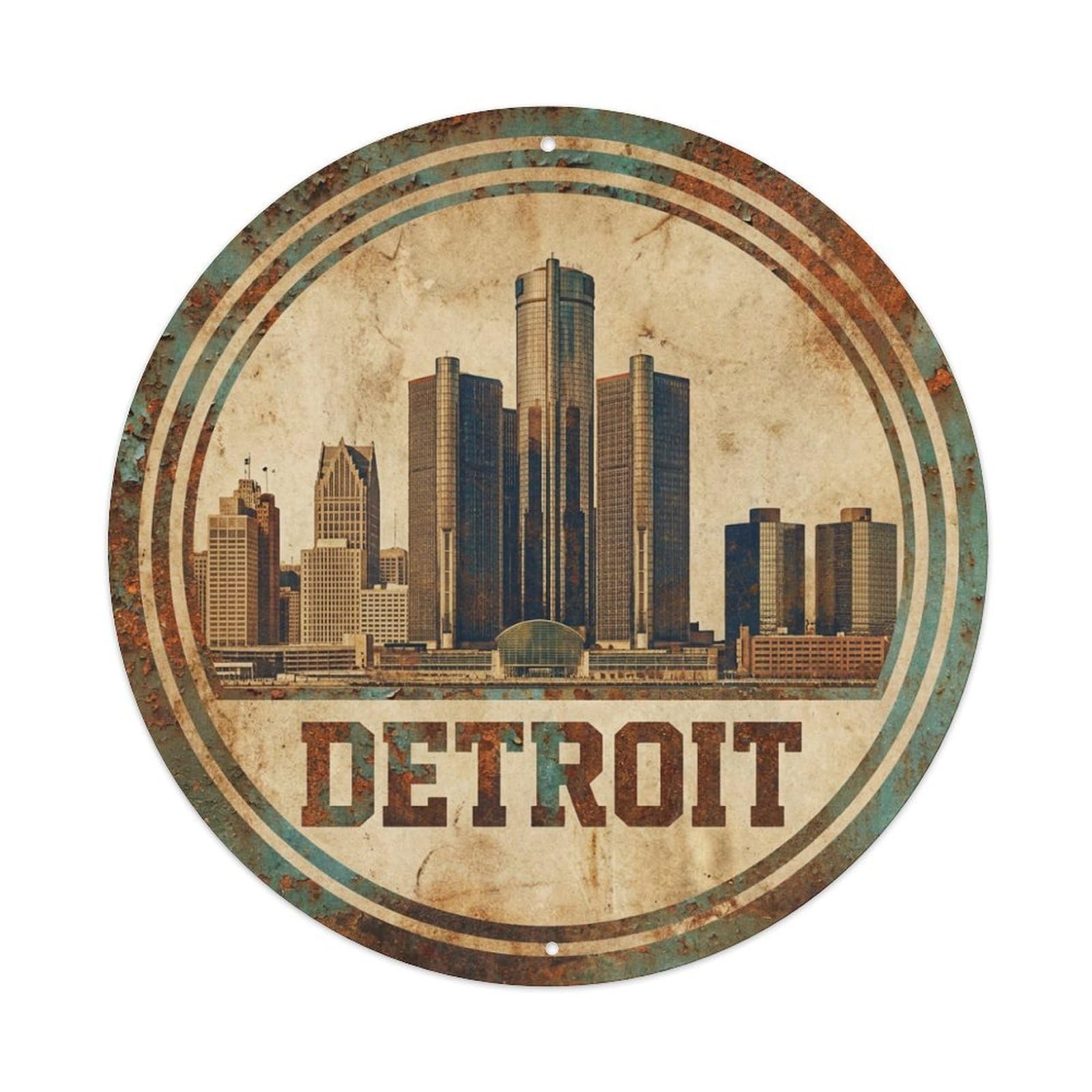 Tgrcjimh Style Metal Tin Sign Vintage Travel Usa Detroit