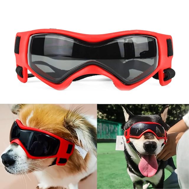 Gafas de sol para mascotas, protección UV, correa ajustable, resistente al viento, a prueba de nieve