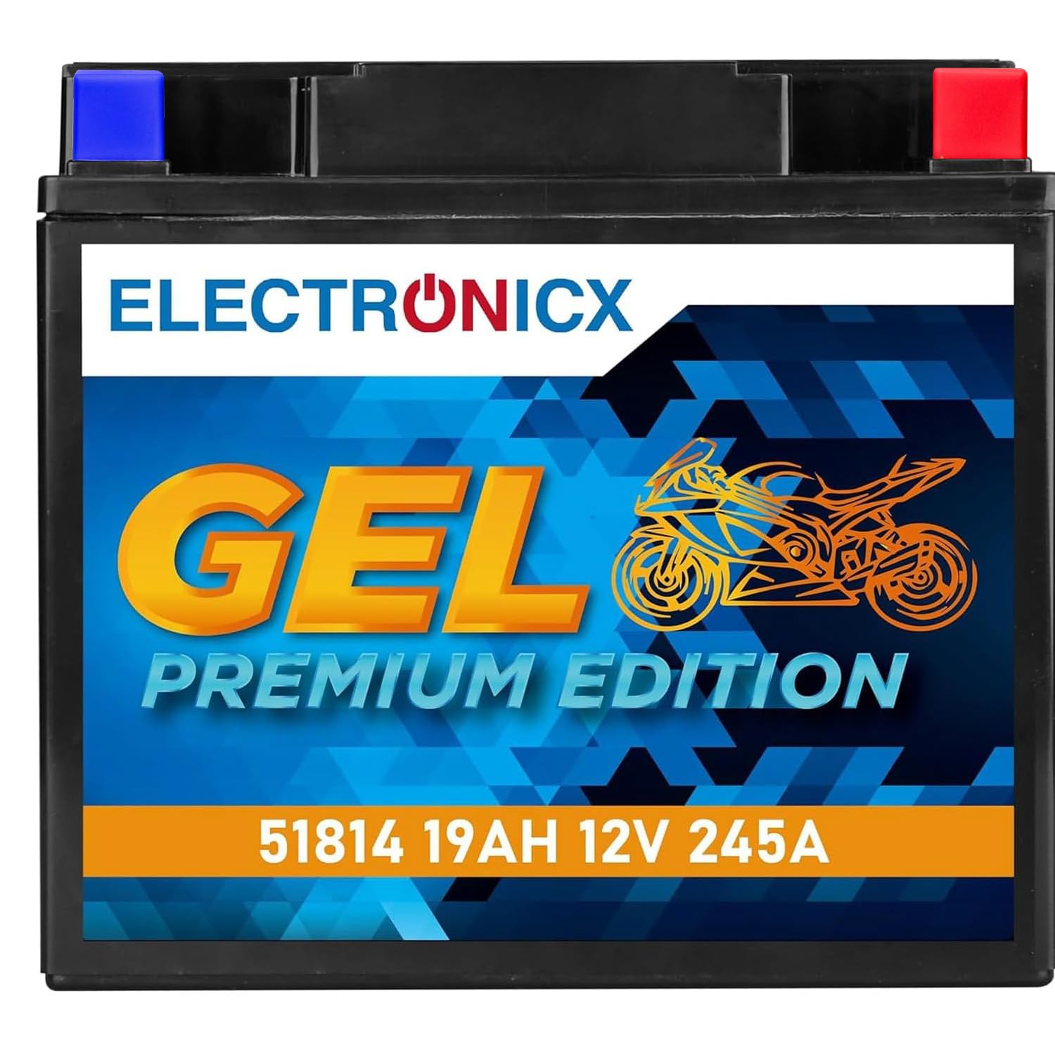 Electronicx GEL-51814 Batterie moto 12V 19Ah 245A – puissante, sans entretien, scellée et étanche, technologie gel, haute performance pour moto, scooter, quad, ATV, motoneige