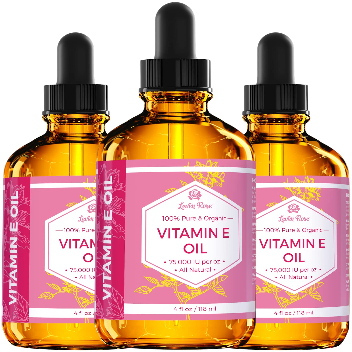 Vitamin E Oil by Leven Rose 100 Natural, Organic, Pure Vitamin E Oil