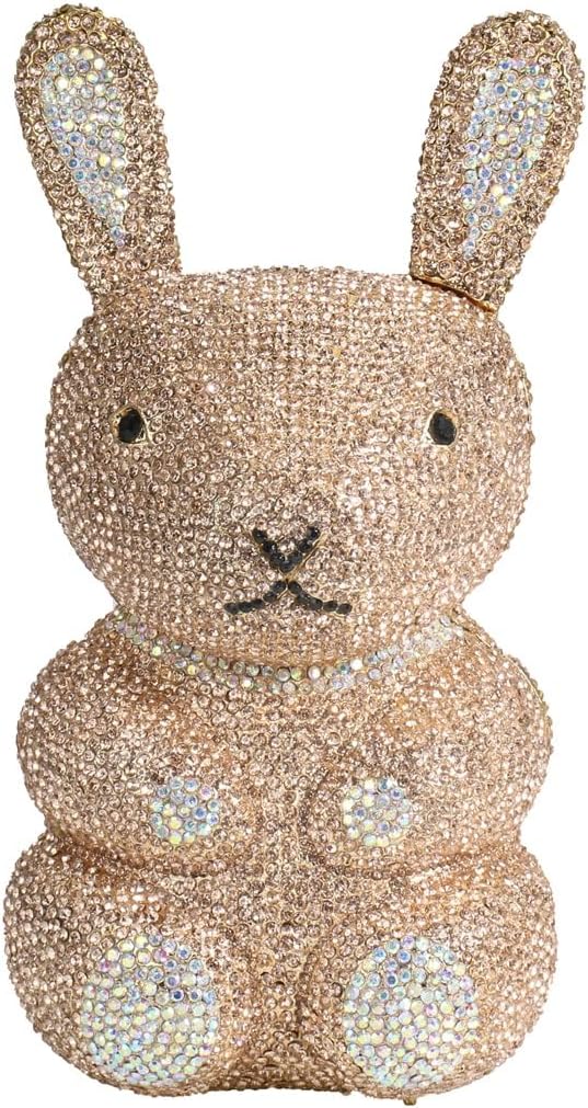 Women Cute Rabbit Shape Rhinestone Evening Bag Chic Animal Crystal Clutch Glitter Full Diamond Purse for Prom Party
