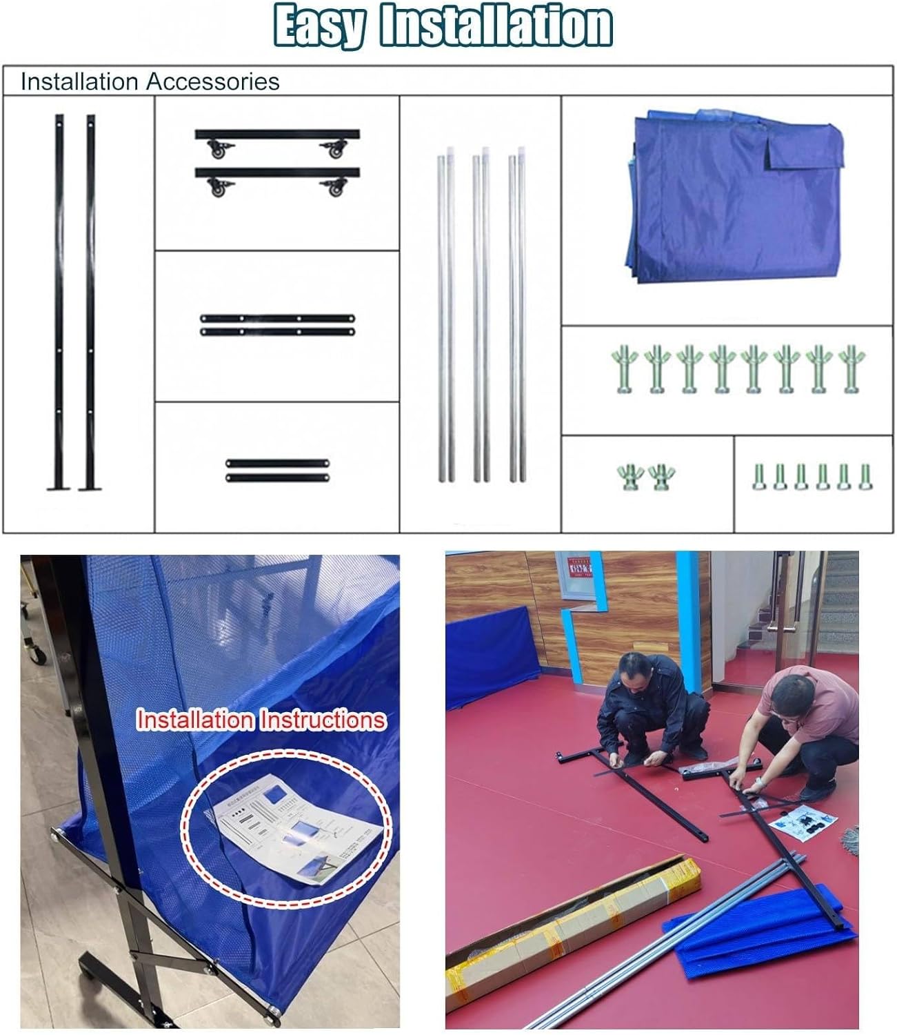 卓球ボールキャッチネット ホイール付き ボールコレクター サイド