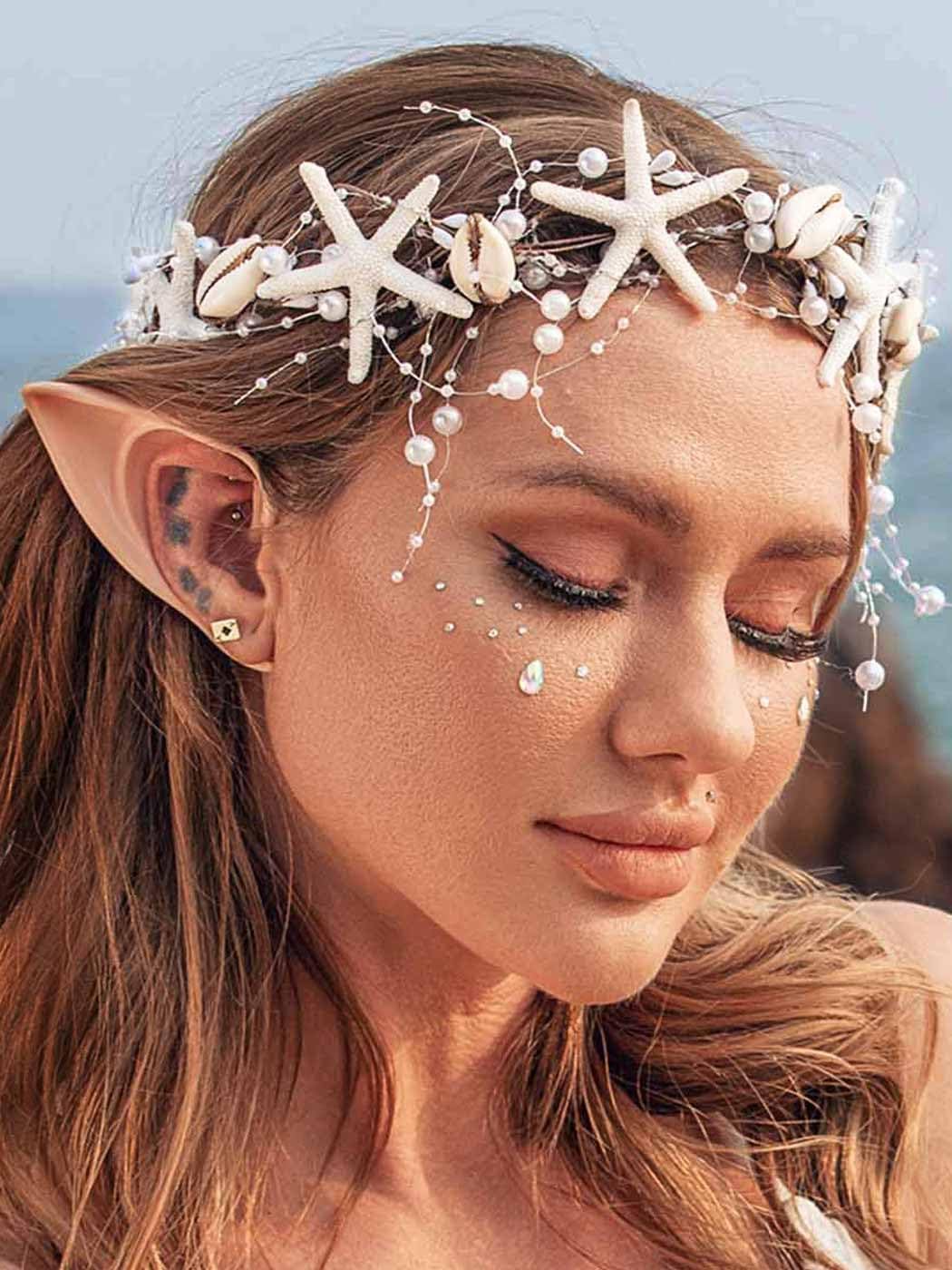 Amazon.com : Catery Starfish Headband Seashell Mermaid Crown Headpiece ...